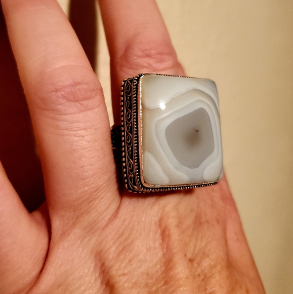 New Huge Botswana Agate 925 Silver Statement Ring. - Picture 12 of 12